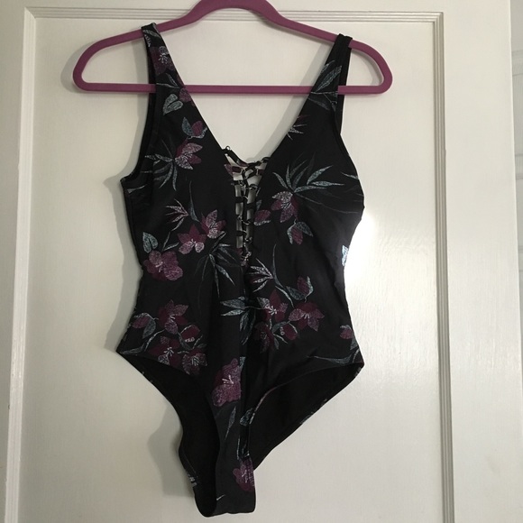 Tinibikini Floral BLACK Bathing Suit One piece - Picture 6 of 8